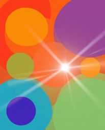 A captivating image showcasing a Bauhaus-style minimalist geometric pattern.  Featuring vibrant colors, bright lens flares, a