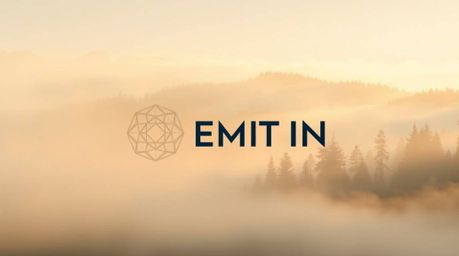 This geometric logo design is inspired by the soft, dreamy atmosphere of mist rising from a hazy golden hour forest. Key elem