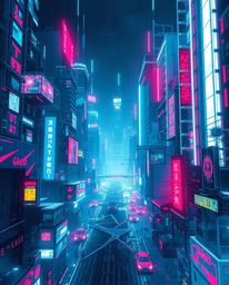 Immerse yourself in a high-contrast digital painting of a futuristic city consumed by a glitch aesthetic.  Featuring flickeri