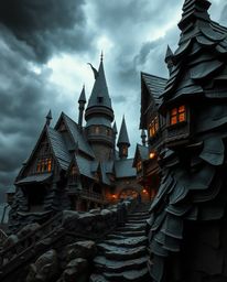 Immerse yourself in a magical school brimming with young wizards, brought to life with layered papier-mâché textures and an i