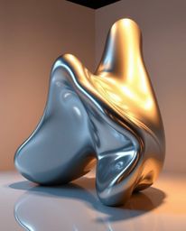 Explore a captivating collection of reflective mercury sculptures featuring dynamic 3D fluid shapes accentuated by distinct s