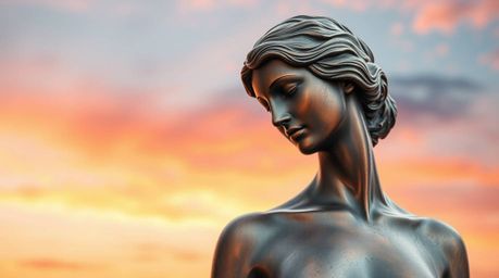 This cast bronze sculpture presents a graceful and elegant subject, featuring a captivating gradient texture reminiscent of a