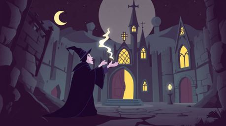 A captivating depiction of a classic Disney villain casting a spell within an ancient castle. This surreal artwork utilizes a