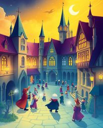 Immerse yourself in a magical school brimming with young wizards, showcased through seamless color blending and a smooth grad