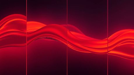 A captivating professional photograph showcases vibrant neon gradient textures flowing across a liquid surface. The image is