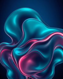 Immerse yourself in a futuristic world with rich, deep teal and vibrant hues. This image features mesmerizing 3D fluid shapes