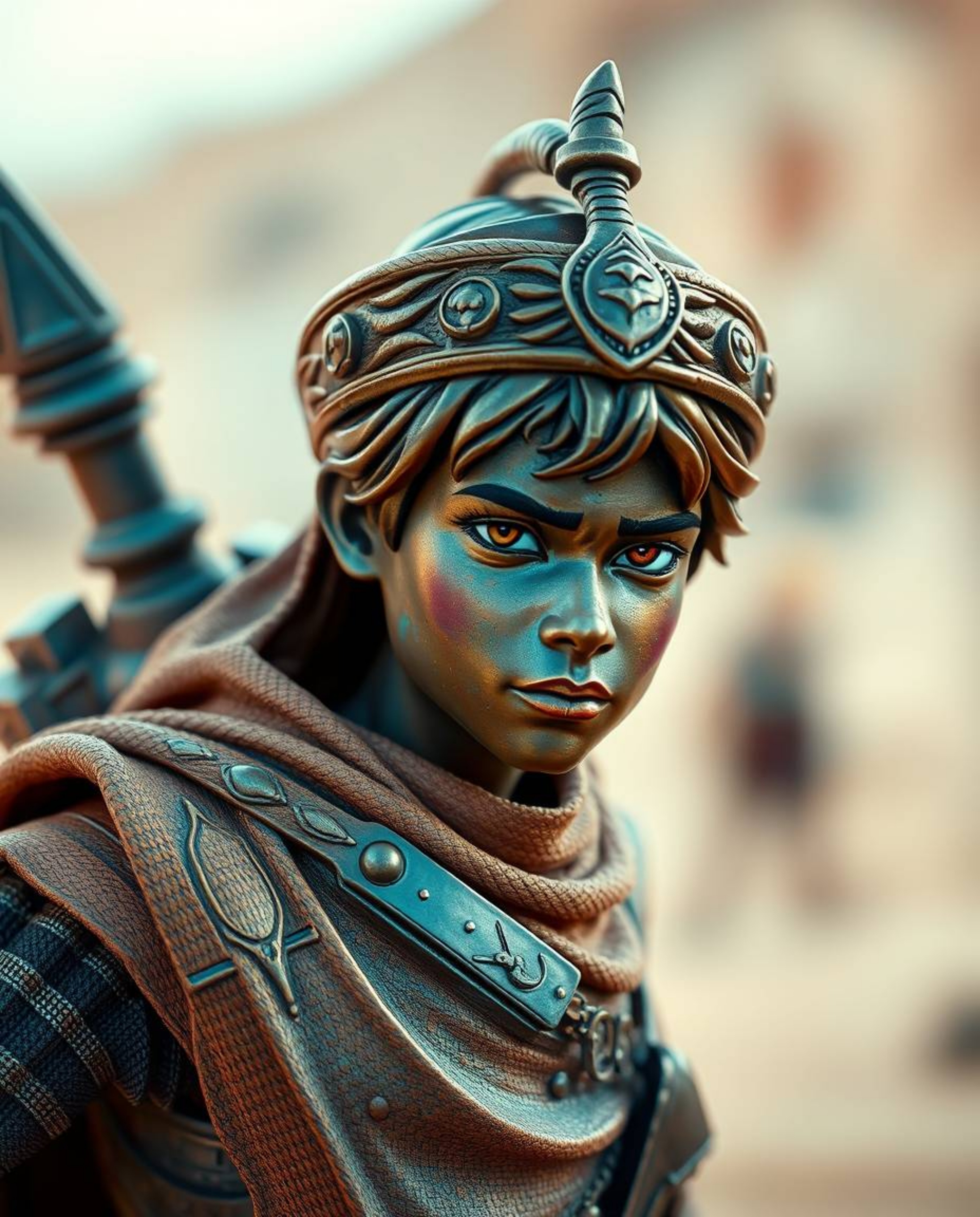 Embark on a thrilling Disney-style desert adventure with a brave hero! This captivating scene features a cool color cast, bro