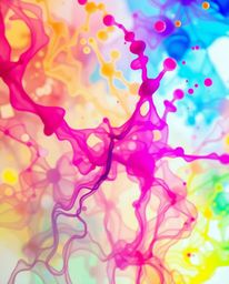 A captivating macro photograph showcases a vibrant watercolor painting of ink dissolving in water, creating mesmerizing color