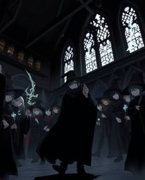 Immerse yourself in a captivating isekai anime style illustration depicting a magical school teeming with young wizards. This
