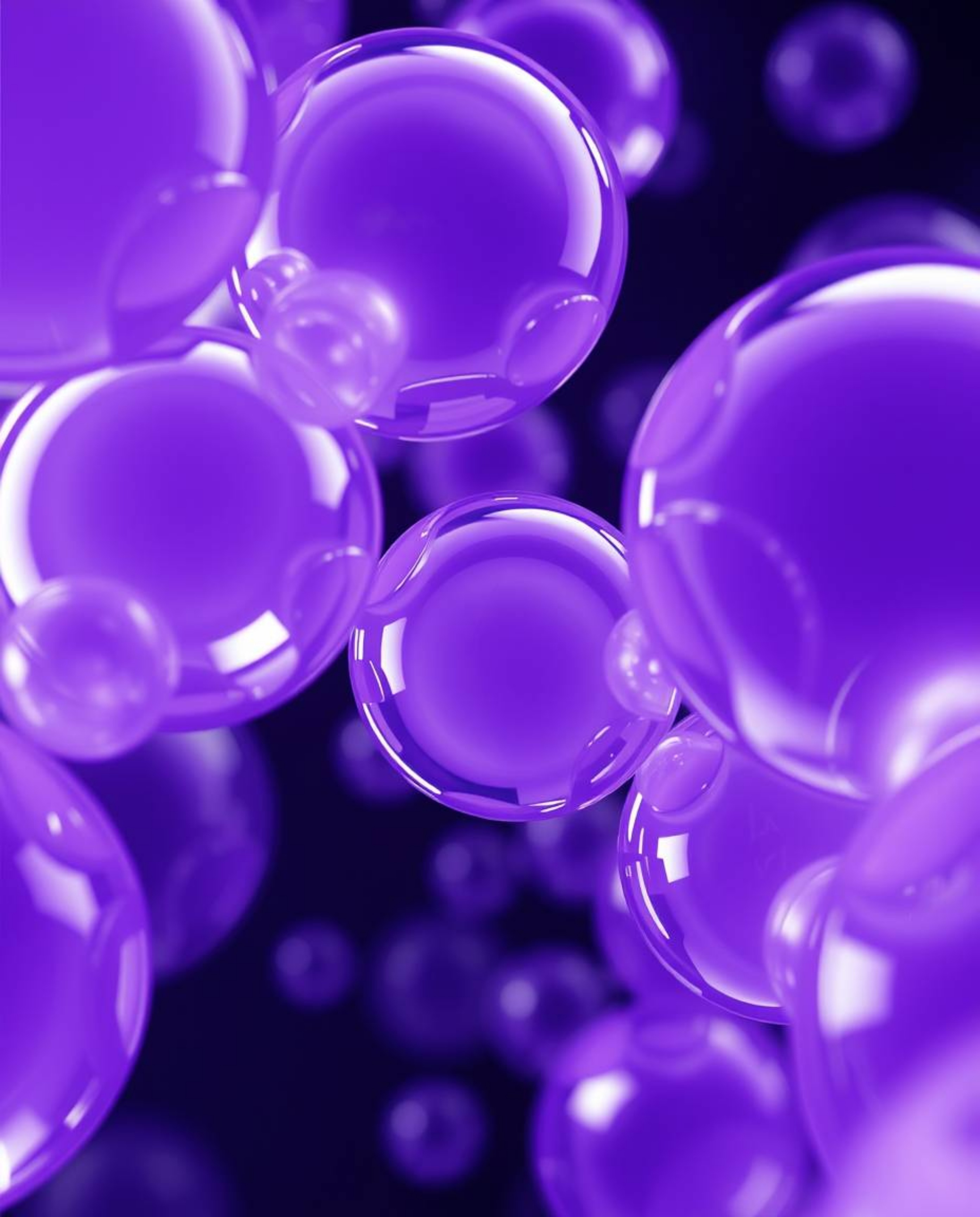 A mesmerizing close-up 3D render showcasing translucent, fluid organic blobs gracefully floating in space. The artwork is cha