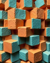 A captivating sculptural artwork featuring a repetitive cube pattern in the style of M.C. Escher's impossible geometries.  Th