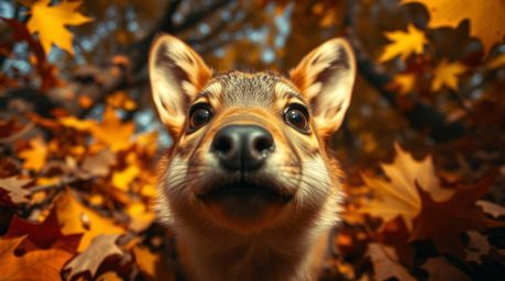 A captivating image showcasing a sarcastic animal sidekick with expressive eyes, captured from a low angle with dramatic ligh