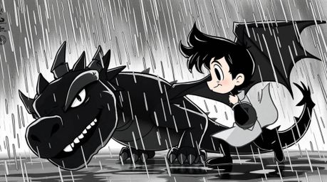 A captivating black and white illustration in the style of 1950s animation depicts a charming prince with striking features b