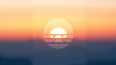 This logo design features a tight close-up shot showcasing a gradient texture resembling a stunning sunset sky. The aesthetic