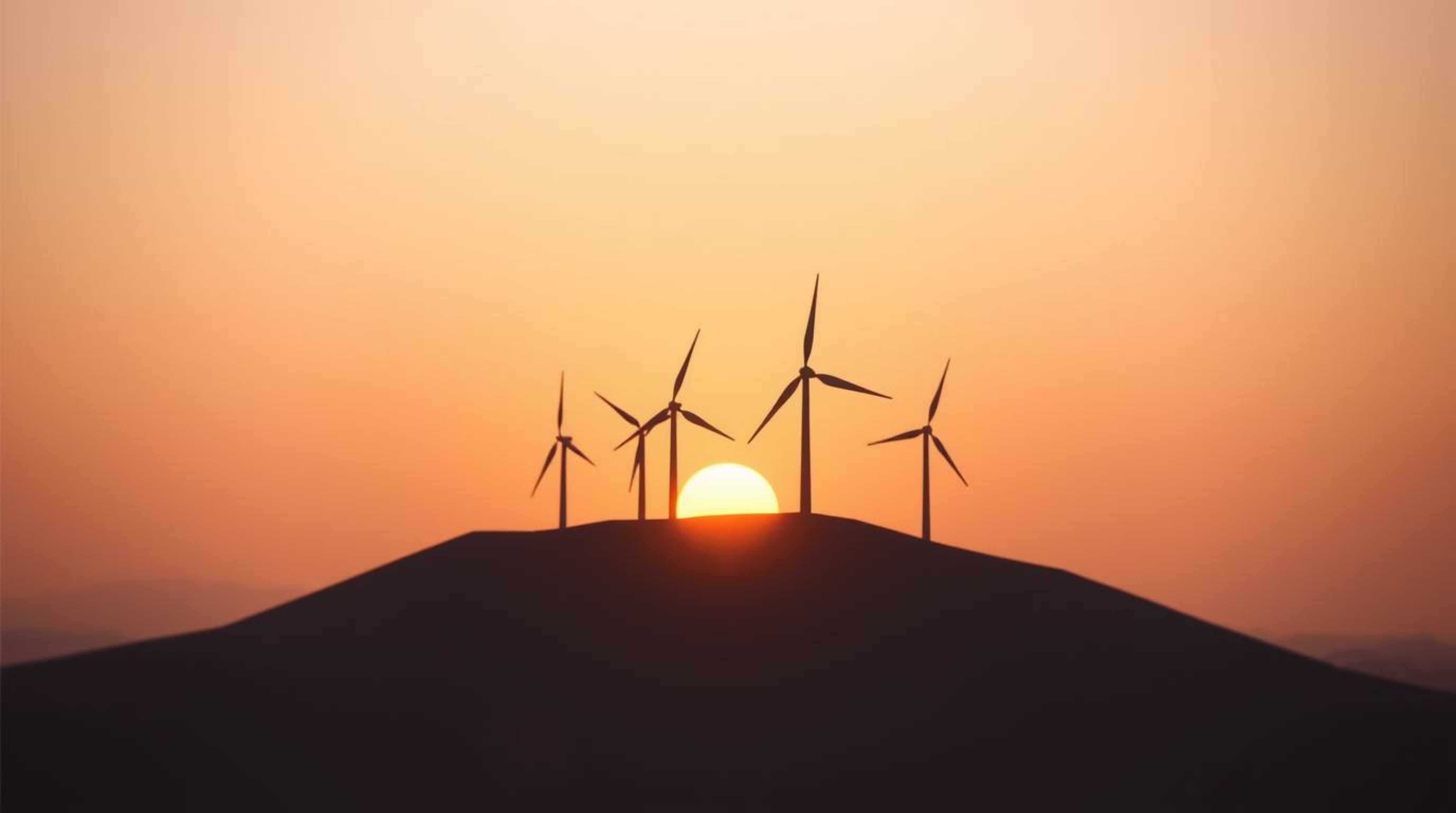 Experience the serene beauty of a sunset behind wind turbines, captured in an intricate origami style with a soft cinematic h