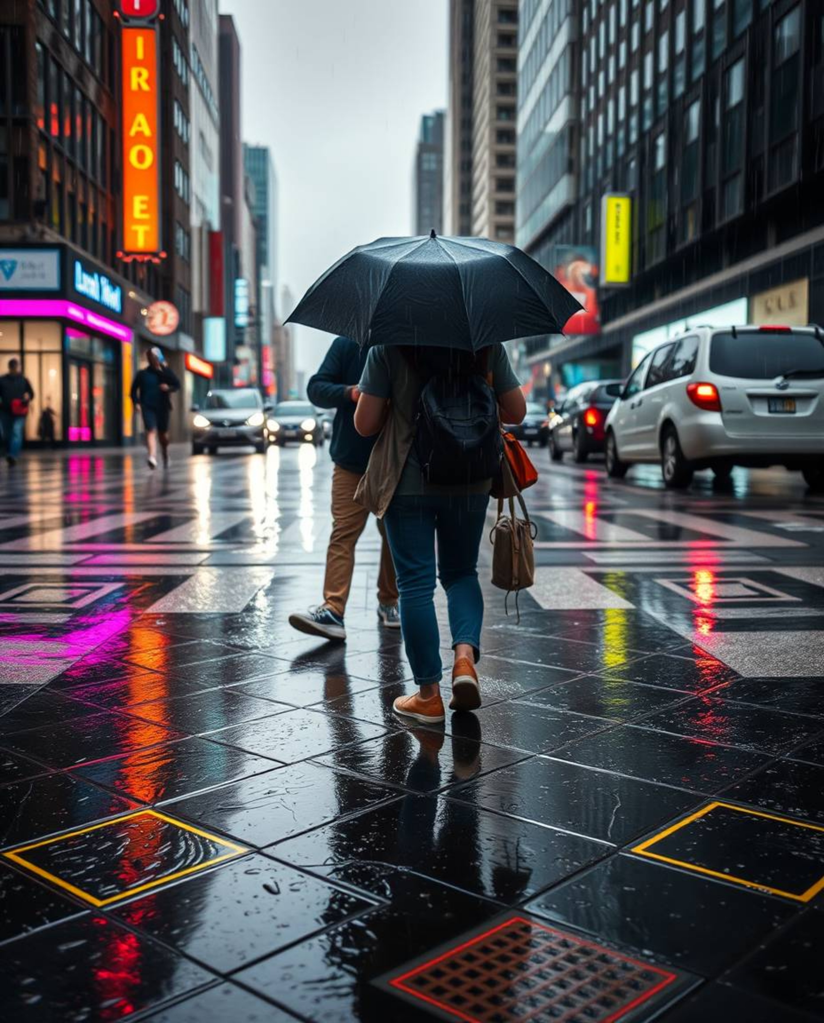 Capture the essence of urban life with candid street photography depicting a rainy day. This collection focuses on spontaneou