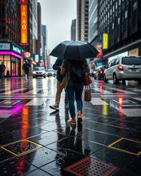 Capture the essence of urban life with candid street photography depicting a rainy day. This collection focuses on spontaneou