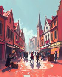 A dynamic digital sketch in surreal infrared tones, brought to life with loose painterly strokes, captures a vibrant musical 
