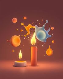 Immerse yourself in a world of modern flat design juxtaposed with the warmth of candlelight and surreal digital art. Abstract