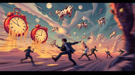 Experience a dynamic and surreal dreamscape brought to life through a motion-filled illustration. This artwork features melti