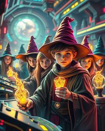 Immerse yourself in a magical school reimagined for a futuristic sci-fi era, where young wizards learn their craft amidst adv