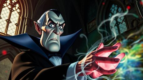 Immerse yourself in this high-resolution stock photo featuring a classic Disney villain with sharp facial features and pale s