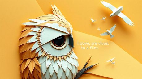 A captivating illustration depicts a blind owl with soft, downy feathers, rendered in an intricate origami style reminiscent 
