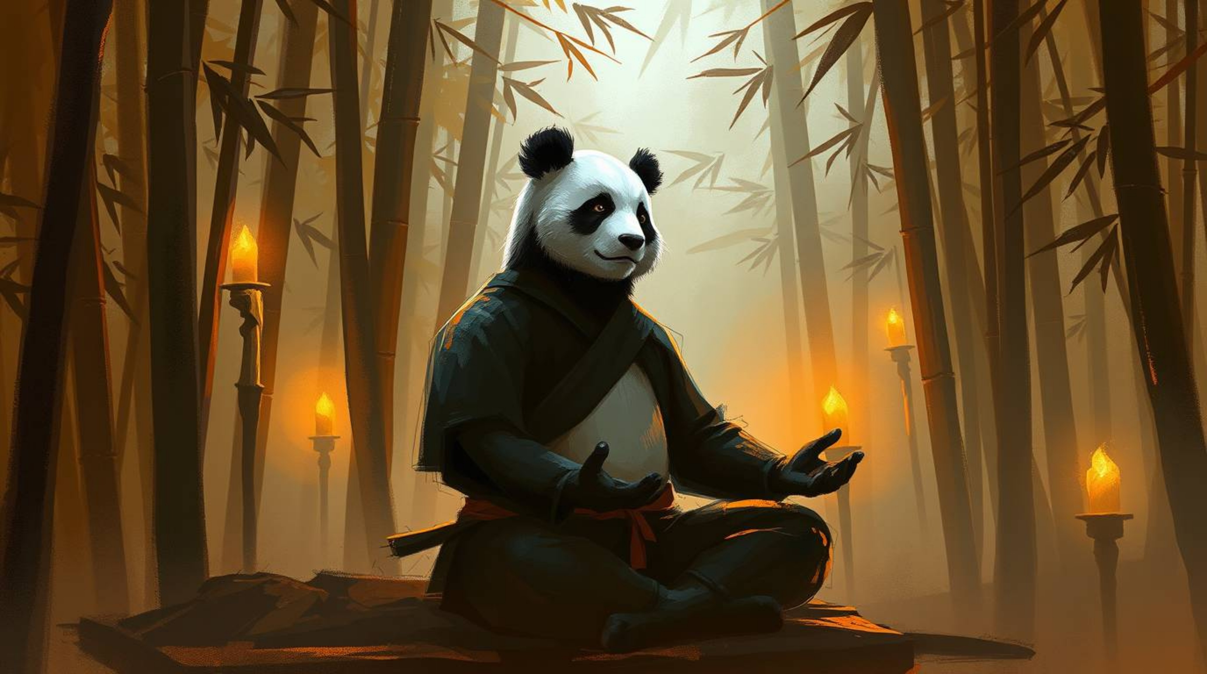 A captivating digital sketch in a painterly style, bathed in warm autumn and candlelight hues, evokes a misty atmosphere depi