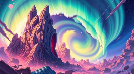 Experience a vibrant isekai anime style digital illustration featuring an expressive composition and electric vivid colors. I