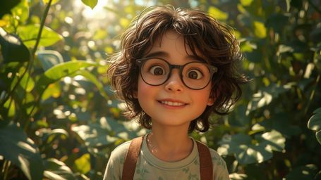 A high-resolution, professional-quality image captures a young, bespectacled homeschooled genius with a gentle, kind face and