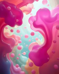 Explore a mystic and enchanting environment filled with vibrant complementary colors and floating 3D blobs of fluid jelly. Th