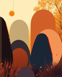 Experience the cozy warmth of autumn with this abstract artwork. Featuring glitch effects, fragmentation, and scanlines, the 