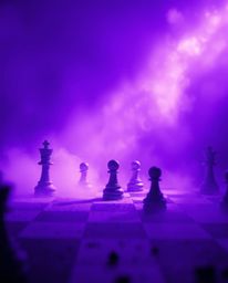Experience an ethereal spiritual vibe with this visually stunning artwork featuring a chessboard and pieces suspended mid-air