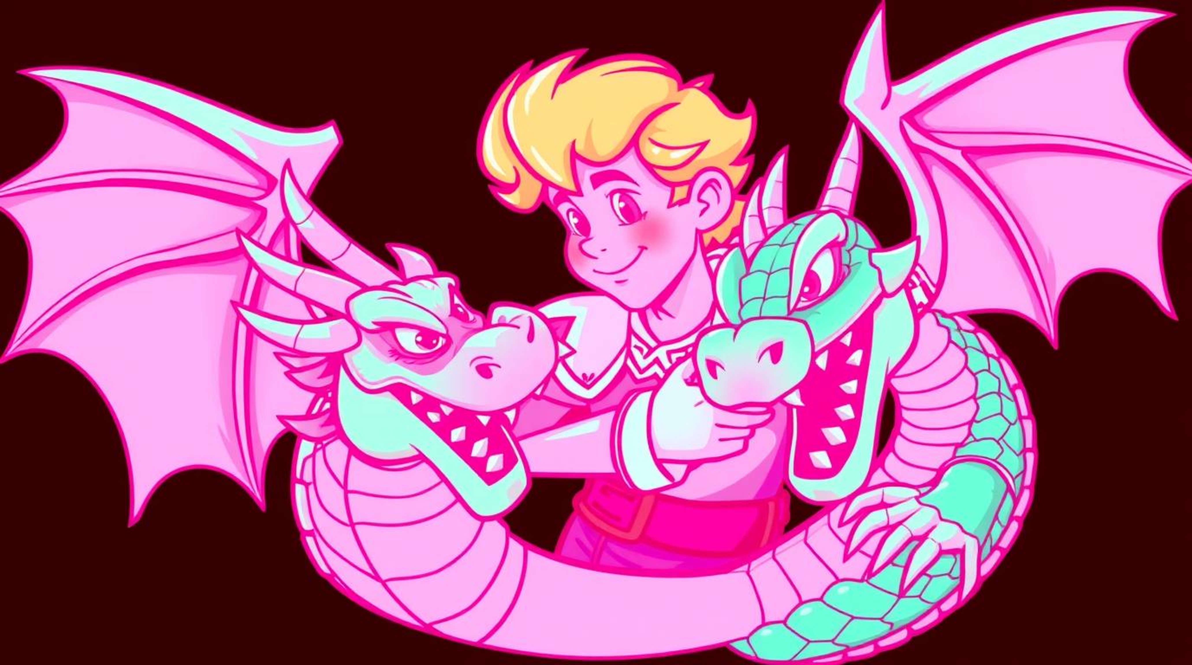 A captivating and surreal infrared logo design showcasing a charming prince with rosy cheeks and blonde hair locked in battle