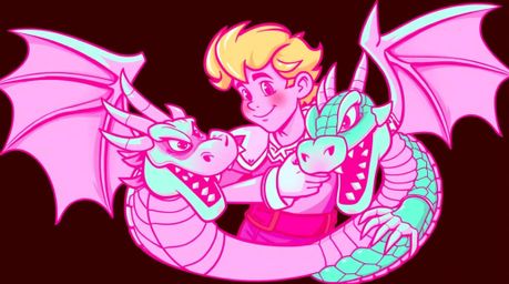 A captivating and surreal infrared logo design showcasing a charming prince with rosy cheeks and blonde hair locked in battle