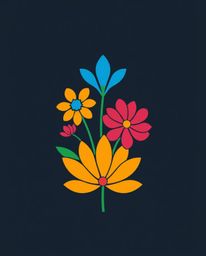 Explore a vibrant collection of floral-themed art, featuring geometric flower logos with clean lines and balanced symmetry. D