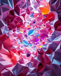 Explore a stunning abstract composition featuring massive-scale, heroically depicted, intricate origami-style, colorful 3D fl
