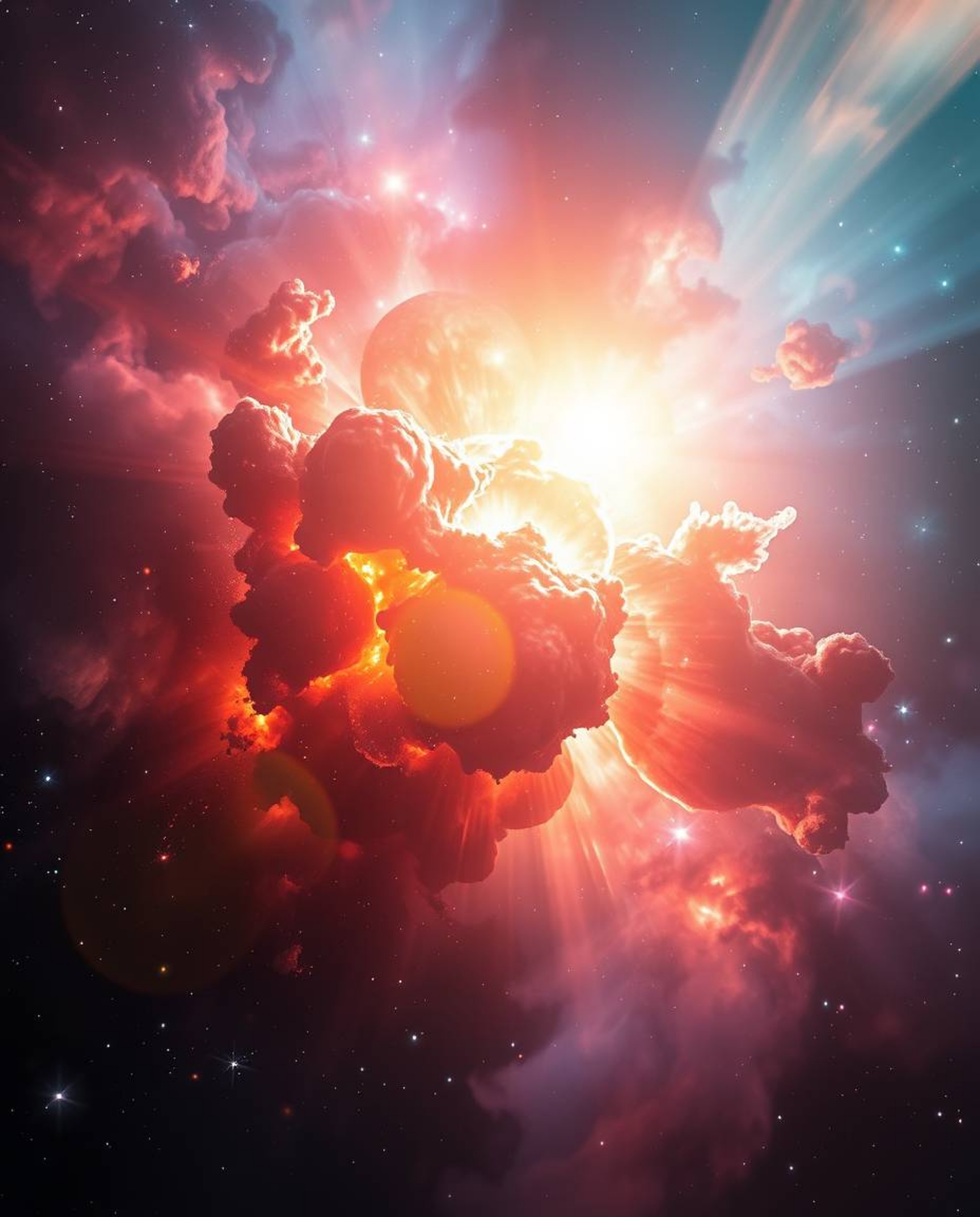 Witness a breathtaking cosmic event! This captivating image depicts colliding galaxies in a vibrant explosion of light and co