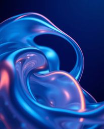 Explore extreme macro close-up views of futuristic 3D fluid shapes accentuated with glowing edges and set against a captivati