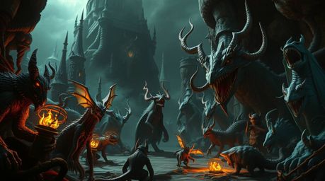Enter a fantastical kingdom teeming with bizarre and enchanting magical creatures, dramatically illuminated with high contras