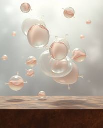 Immerse yourself in a soft and dreamy atmosphere with a 3D render featuring fluid organic blobs and translucent materials gra