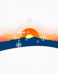 This is a graceful and elegant logo featuring the serene beauty of snowflakes falling during a vibrant sunset. The design is 