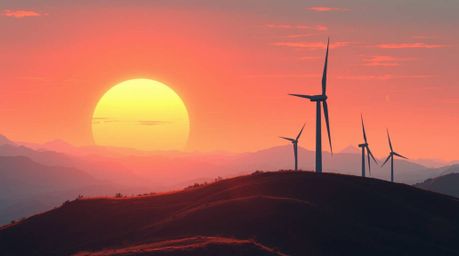 Experience a breathtaking futuristic sci-fi illustration showcasing a graceful and elegant sunset painting the sky behind a r