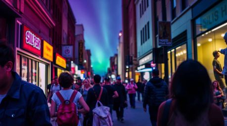 Explore the captivating world of candid street photography infused with vibrant complementary colors and a mesmerizing gradie