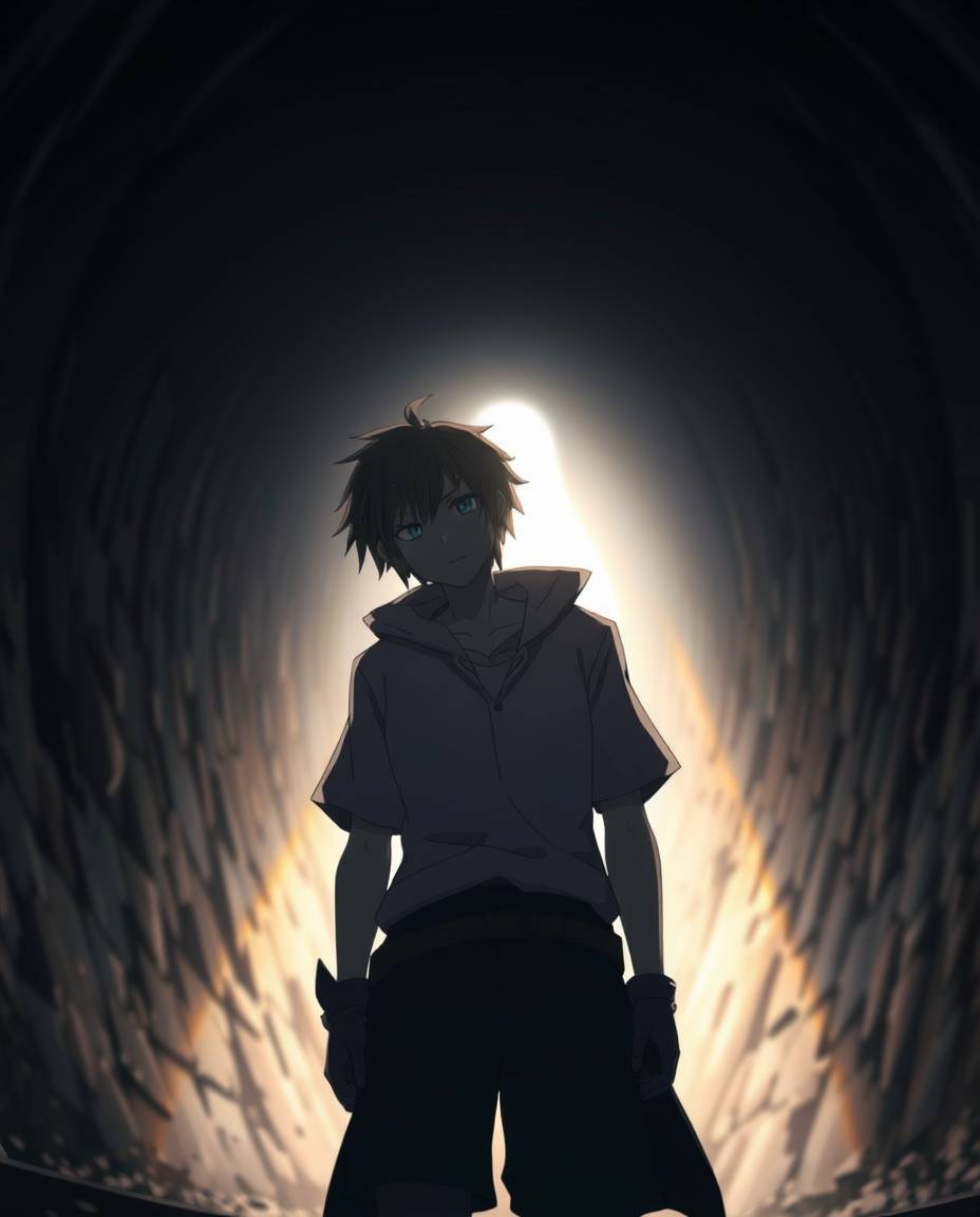 A captivating image in the style of an isekai anime, featuring a character with expressive features standing at the edge of a