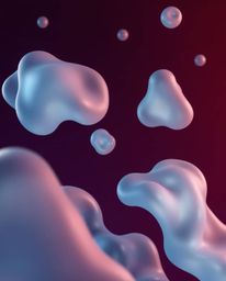 This image features an ethereal and spiritual 3D render showcasing fluid, translucent, organic blobs gracefully floating in s