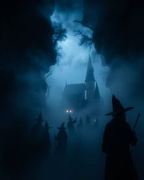 Immerse yourself in a magical school teeming with young wizards, veiled by an intense jet black fog that creates deep shadows
