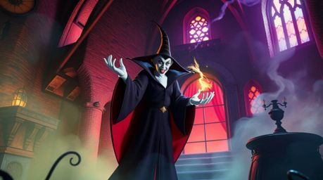 A classic Disney villain casts a powerful spell within the mystical walls of an ancient castle. Gentle color contrasts creat