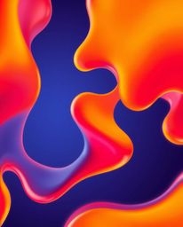 Explore mesmerizing warm futuristic 3D fluid shapes featuring glowing edges against a deep blue background. This captivating 