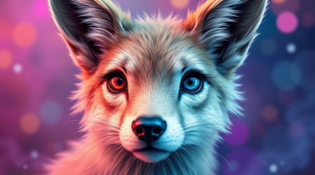 Discover stunning artwork featuring a sarcastic animal sidekick with expressive eyes, radiating a mystical and ethereal vibe.